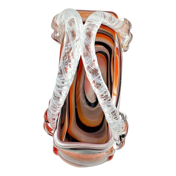 Halloween Murano Style Hand Blown Studio Art Glass Purse Vase Handbag Planter - Picture 7 of 9